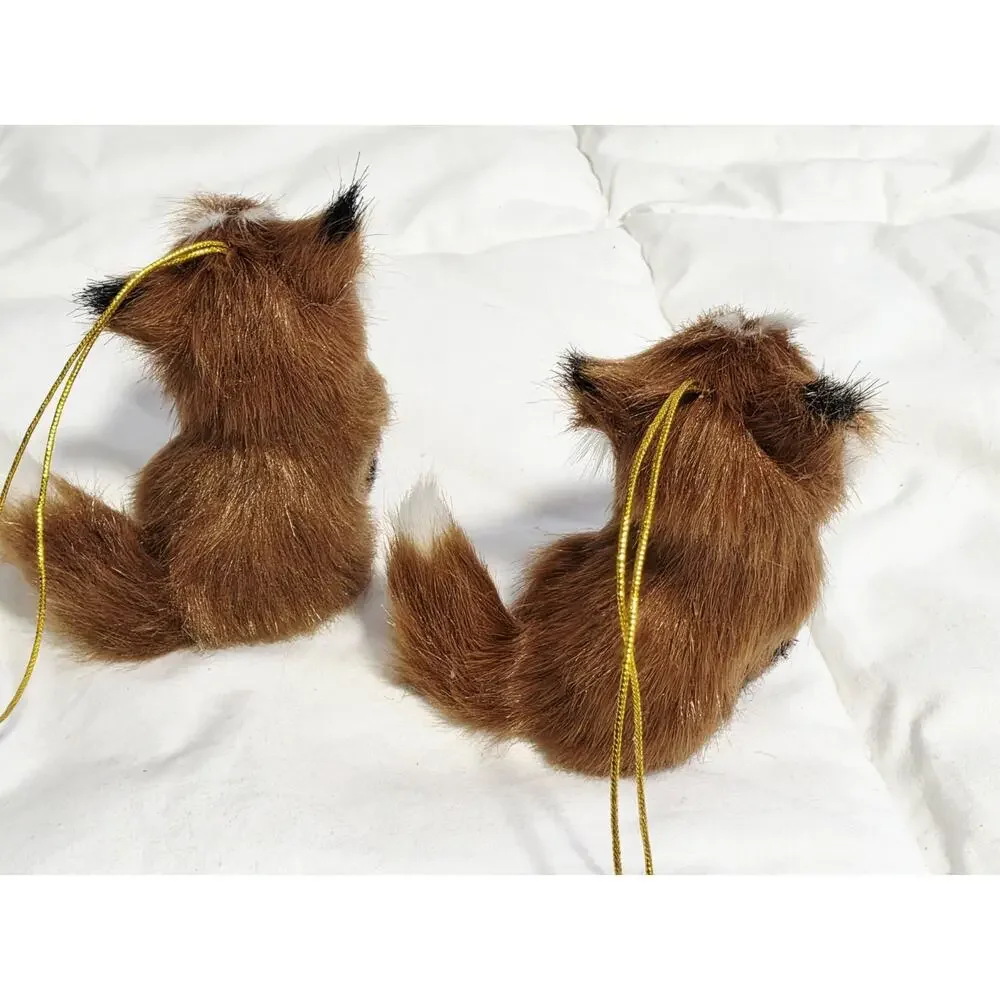 Fox Christmas Ornament Set of 1 Brown White 3